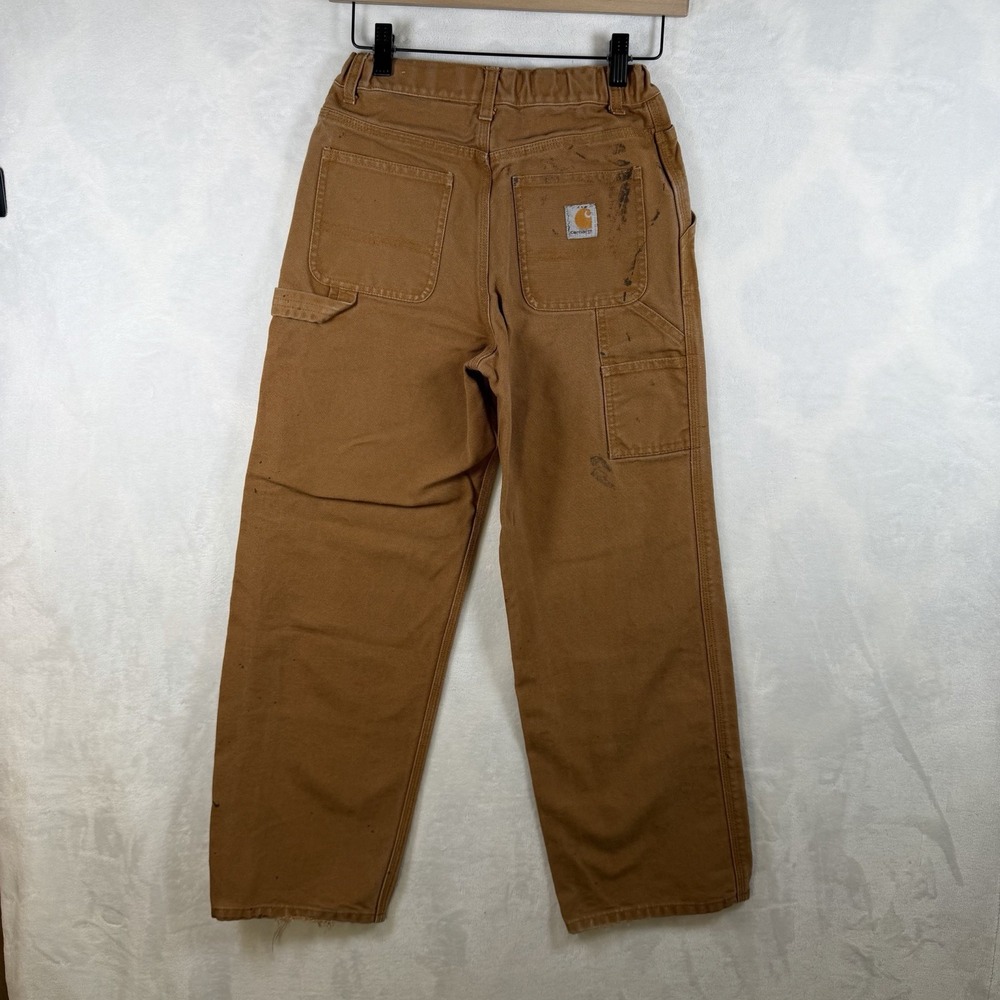 Carhartt Carpenter Pants Boys 14 Brown Duck Canvas Adjustable Waist